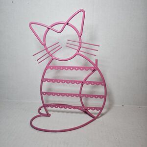 Metal Cat Shaped Dark Pink Earring Hanger Holder Earring Display Rack 24 pairs